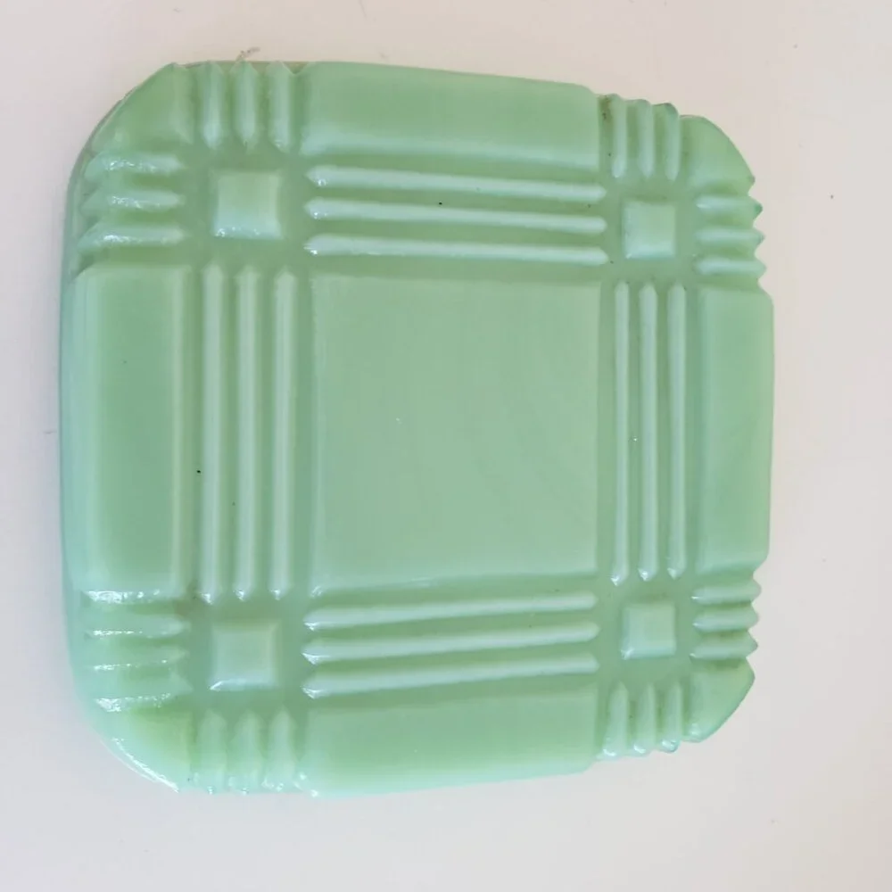 Vintage Fantasy Jadeite Green Canister With Lid 7” Cottage Core Grandma Core
